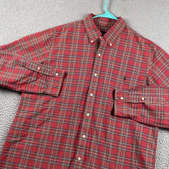 Ralph Lauren Oxford Button Down Shirt Men’s XL Red Plaid Causal Classic Formal - Picture 1 of 9